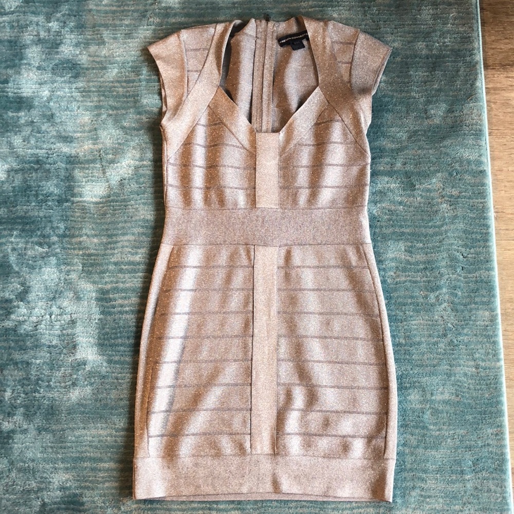 French Connection silver sparkle bandage dress